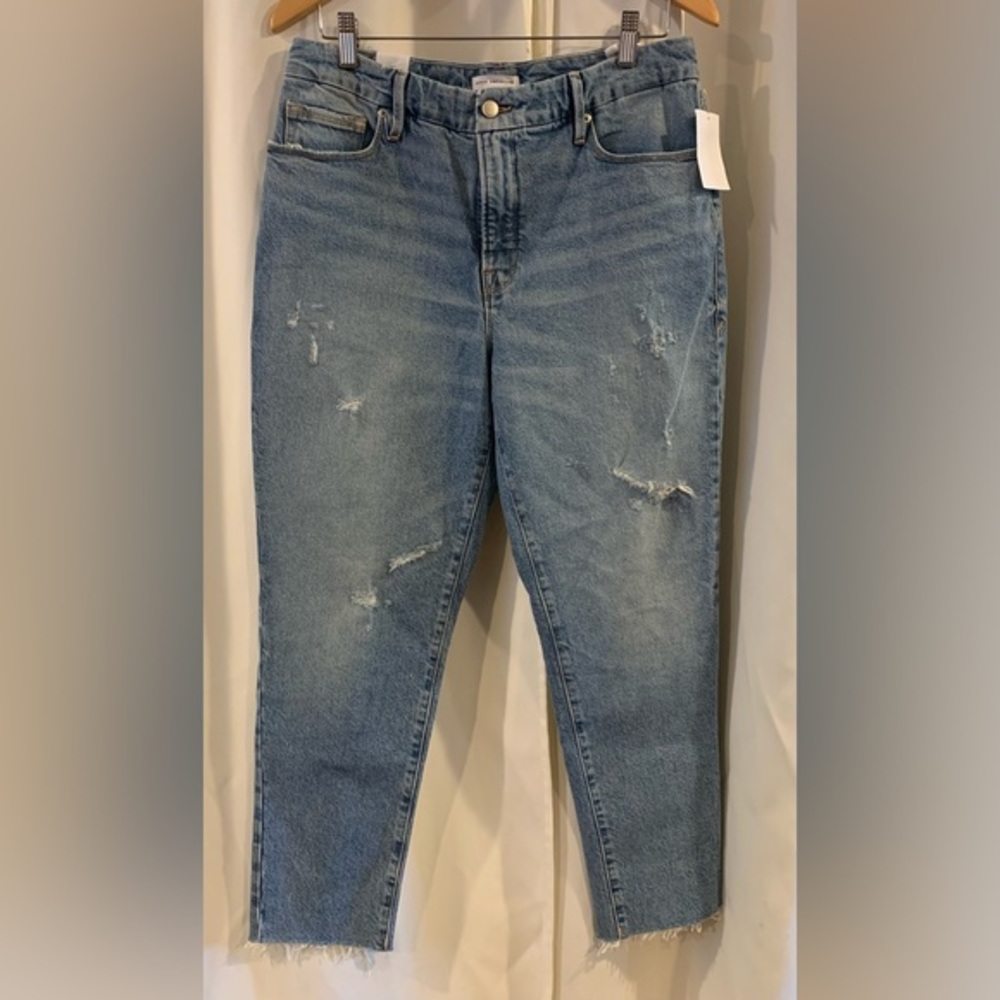 Good American Good Classic Weekender High Rise Indigo046 Stretch Denim Size 6/28